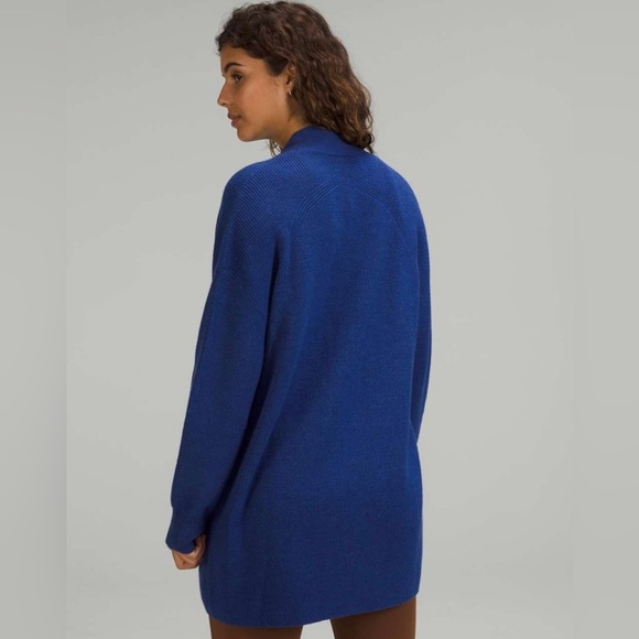 Lululemon Merino Wool-Blend Ribbed Long Wrap Sweater in Heathered Psychic - Picture 3 of 7